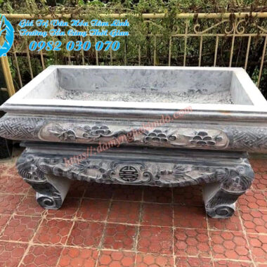 Mẫu chậu đá cảnh hình chữ nhật có đế chân quỳ, bể đá cảnh