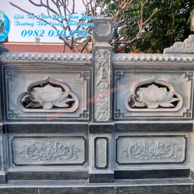 Mẫu lan can đá 2 tầng đẹp có mái đao sử dụng làm hàng rào đá, tường rào đá cho Nhà thờ họ