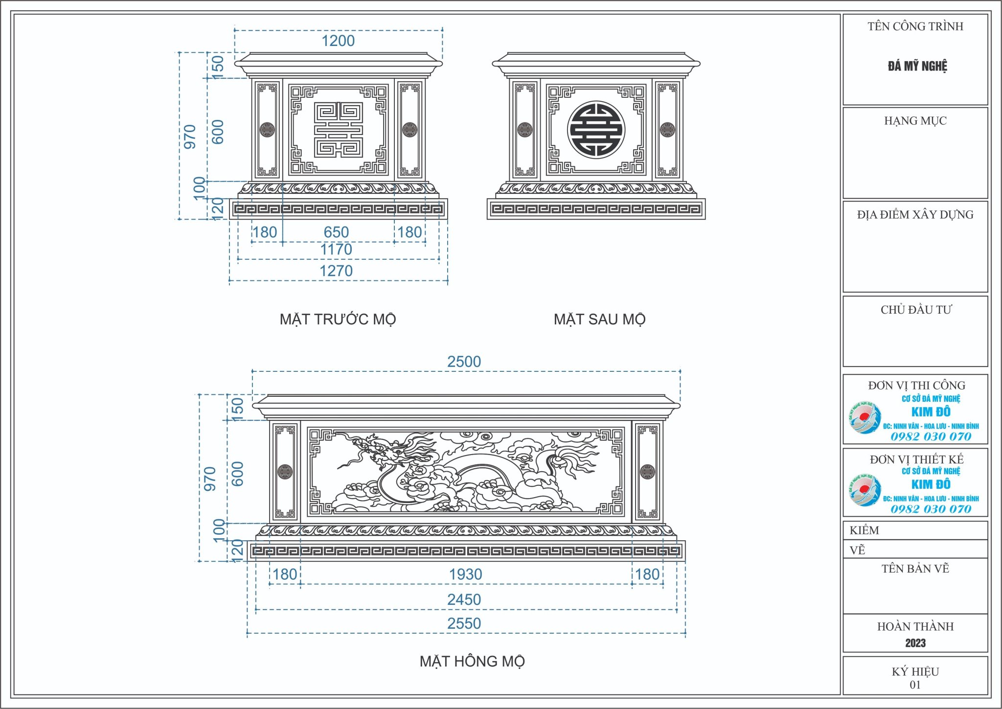 Cách tính kích thước xây mộ chuẩn phong thủy,Bản vẽ thiết kế chi tiết mộ đá không mái, Mộ quách đá, Mộ tam sơn