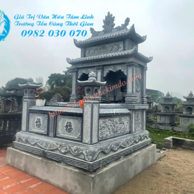 Mộ đôi đá 2 đao đế chân quỳ, Mộ đá đôi 2 mái