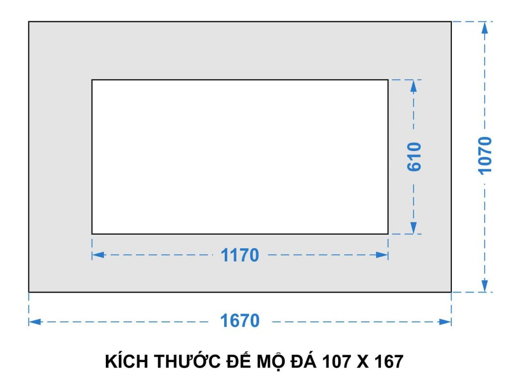 Kích thước Xây mặt bằng đặt mộ đá kích thước 107x167cm
