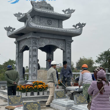 Lầu đá.Khu mộ nghĩa trang, lầu đá vuông 2 mái, Lầu thờ đá, Lầu đá 2 đao